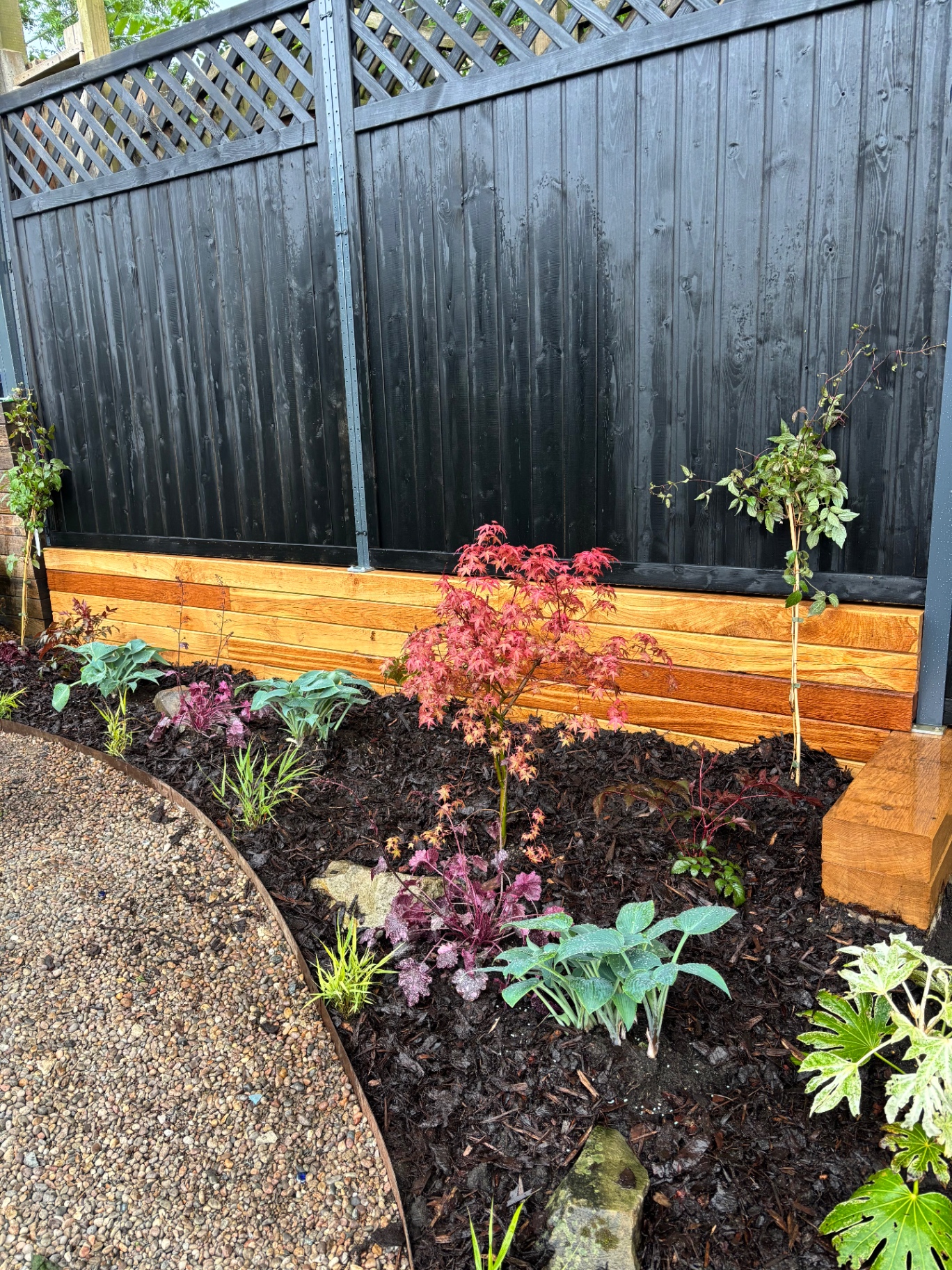 Fences and Retaining Wall with Planting Scheme